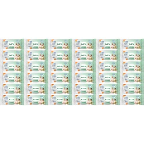 Evony Hasta Vücut Perine Temizleme Islak Mendil Havlu 48 Yaprak XL Banyo Ferahlığı (36 Lı Set)