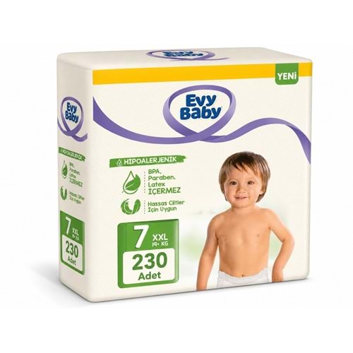 Evy Baby Bebek Bezi 7 Beden 19+ KG XXLarge 230 Adet Mega Süper Fırsat Pk