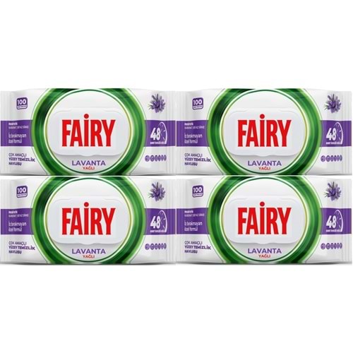 Fairy Yüzey Temizlik Havlusu 100 Yaprak Lavanta Yağlı - Beyaz Sirke - Karbonat (4 Lü Set) 400 Yaprak