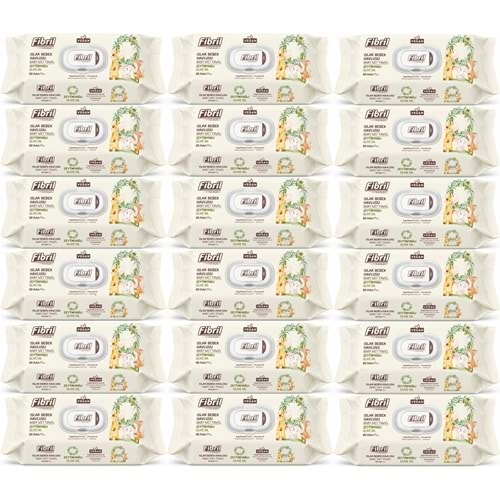 Fibril Islak Havlu Bebek Mendil 90 Yaprak Zeytinyağlı Plastik Kapaklı (18 Li Set) 1620 Yaprak