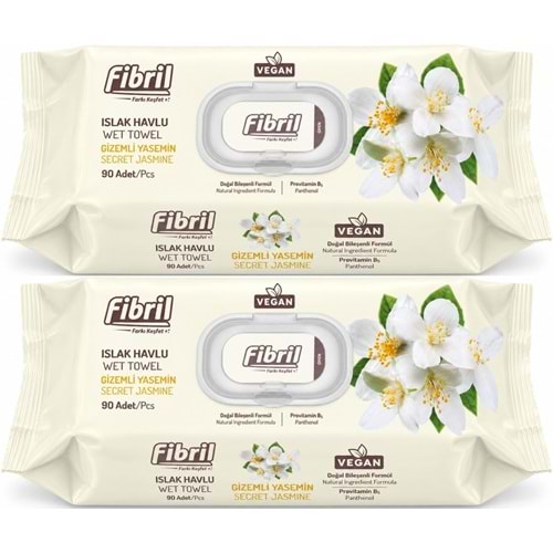 Fibril Islak Havlu Mendil 90 Yaprak Gizemli Yasemin Plastik Kapaklı (2 Li Set) 180 Yaprak