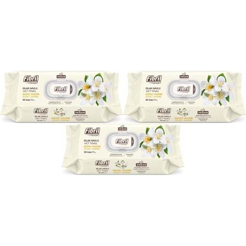 Fibril Islak Havlu Mendil 90 Yaprak Gizemli Yasemin Plastik Kapaklı (3 Lü Set) 270 Yaprak