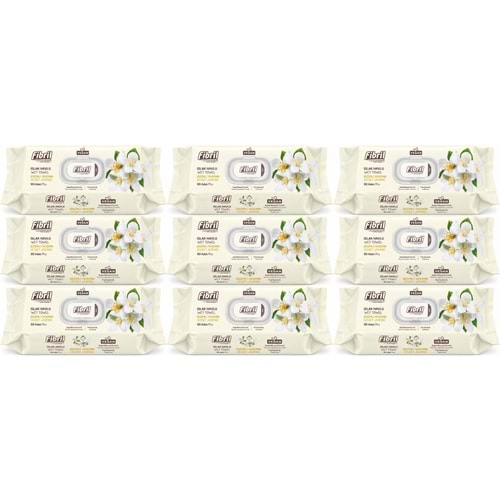 Fibril Islak Havlu Mendil 90 Yaprak Gizemli Yasemin Plastik Kapaklı (9 Lu Set) 810 Yaprak