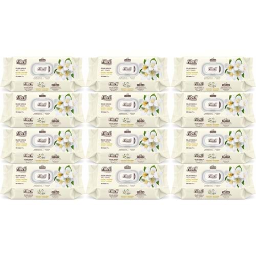 Fibril Islak Havlu Mendil 90 Yaprak Gizemli Yasemin Plastik Kapaklı (12 Li Set) 1080 Yaprak