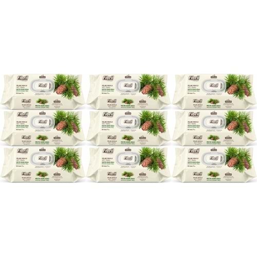 Fibril Islak Havlu Mendil 90 Yaprak Mistik Sedir Ağacı Plastik Kapaklı (9 Lu Set) 810 Yaprak