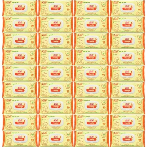 Fibril Islak Havlu Mendil 90 Yaprak Bebek Plastik Kapaklı (36 Lı Set) 3240 Yaprak