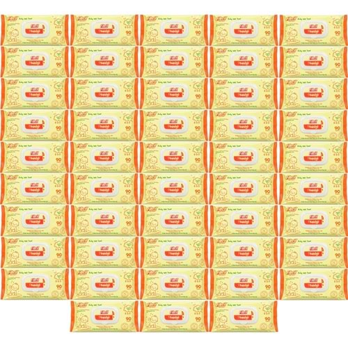 Fibril Islak Havlu Mendil 90 Yaprak Bebek Plastik Kapaklı (48 Li Set) 4320 Yaprak
