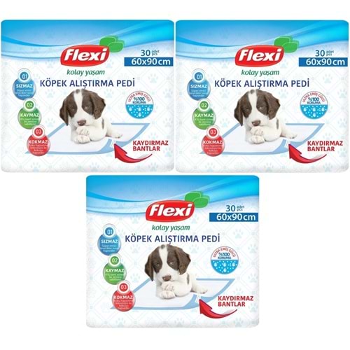 Flexi Evcil Hayvan Köpek Alıştırma Tuvalet Eğitim Pedi 60*90 CM 90 Adet