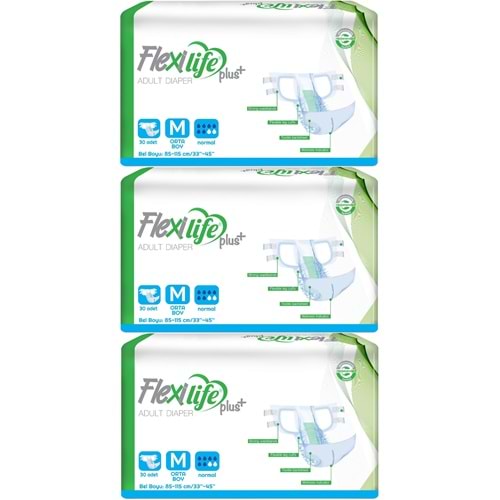 Flexi Life Yetişkin Hasta Bezi Bel Bantlı Tekstil Yüzeyli Medium Orta 90 Adet