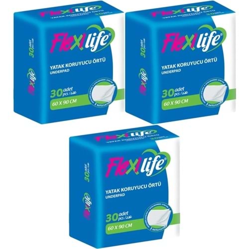 Flexi Life Kedi - Köpek - Evcil Haycan Çiş Tuvalet Eğitim Pedi 60*90CM 90 Adet (3PK*30)