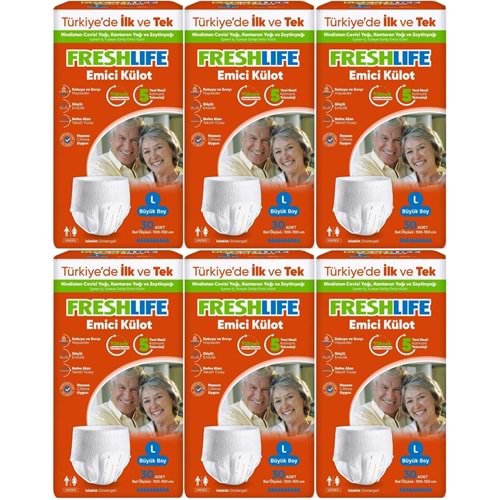 FreshLife Emici Külot Hasta Bezi Large - Büyük - L 180 Adet (6PK*30)