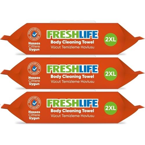 Freshlife Hasta Vücut Temizleme Islak Mendil Havlu 50 Yaprak XL (3 Lü Set)
