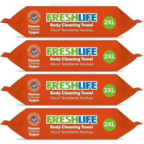 Freshlife Hasta Vücut Temizleme Islak Mendil Havlu 50 Yaprak XL (4 Lü Set)