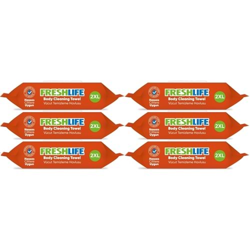 Freshlife Hasta Vücut Temizleme Islak Mendil Havlu 50 Yaprak XL (6 Lı Set)