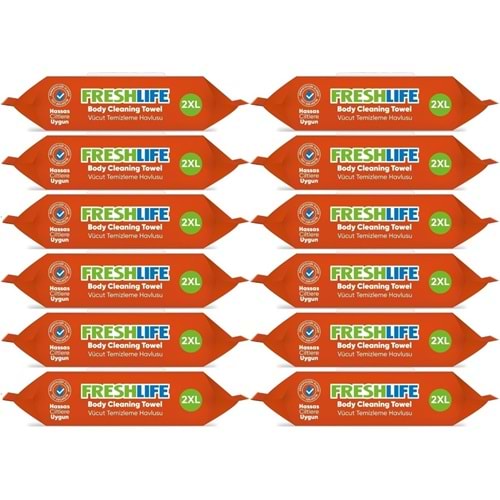 Freshlife Hasta Vücut Temizleme Islak Mendil Havlu 50 Yaprak XL (12 Li Set)