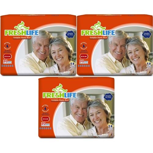 FreshLife Yetişkin Hasta Bezi Bel Bantlı L - Large - Büyük 90 Adet (3PK*30)