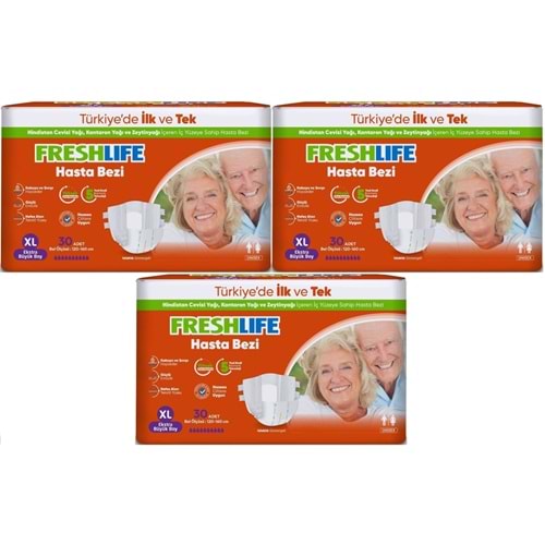 FreshLife Yetişkin Hasta Bezi Bel Bantlı XL - Ekstra Large - Extra Large 90 Adet (3PK*30)