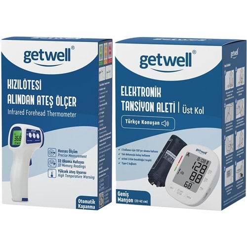 Getwell (Avantaj Pk 2) Ateş Ölçer Kızıl Ötesi Alından - Temassız / Üst Koldan Tansiyon Ölçme Aleti