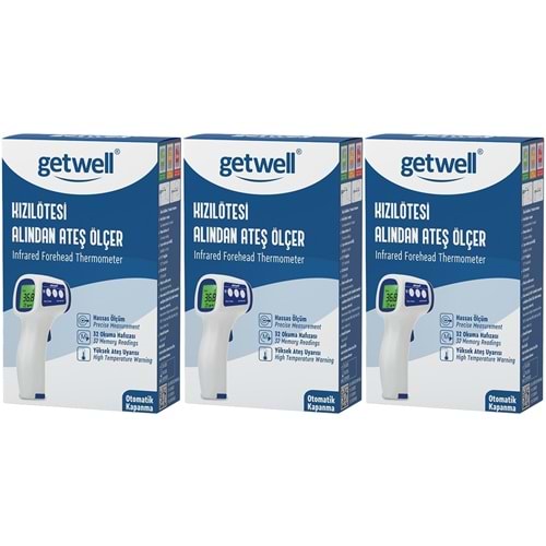 Getwell Ateş Ölçer Kızıl Ötesi Alından - Temassız - Uzaktan (Yetişkin & Bebek & Çocuk) (3 Lü Set)