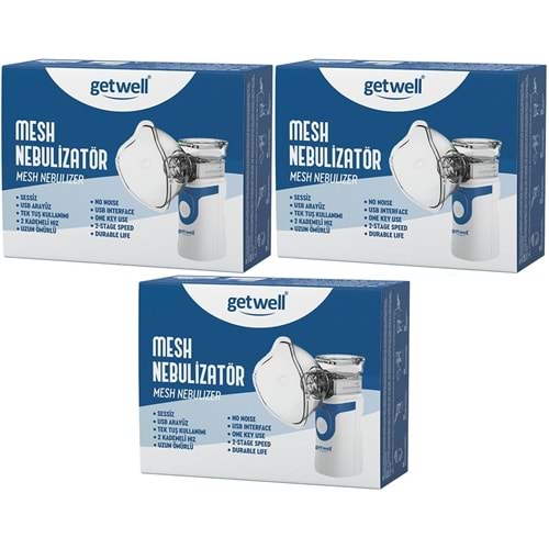 Getwell Mesh Nebulizatör Şarjlı - Sessiz - Taşınabilir (Yetişkinler ve Çocuklar için) (3 Lü Set)