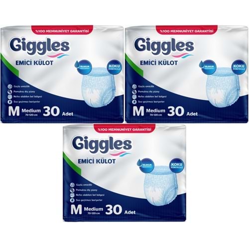 Giggles Hasta Bezi Yetişkin Emici Külot M-Orta Medium 90 Adet (3Pk*30)