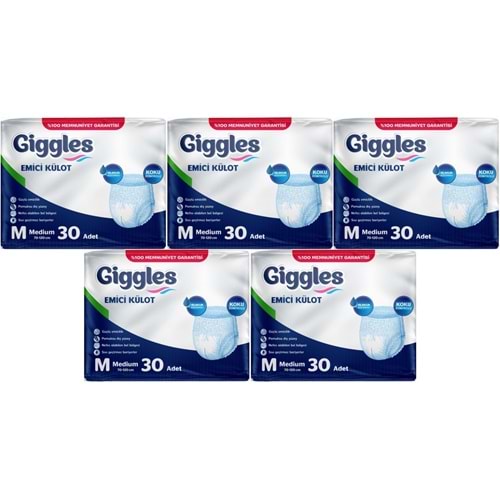 Giggles Hasta Bezi Yetişkin Emici Külot M-Orta Medium 150 Adet (5Pk*30)