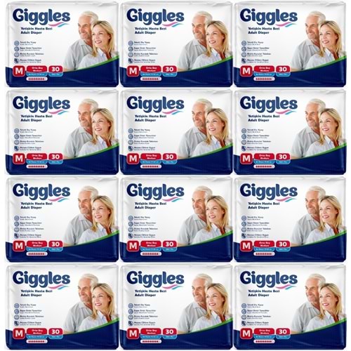 Giggles Hasta Bezi Yetişkin Bel Bantlı Tekstil Yüzey Orta - Medium (M) 360 Adet (12PK*30)