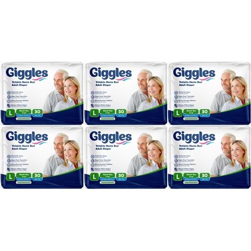 Giggles Hasta Bezi Yetişkin Bel Bantlı Tekstil Yüzey Büyük - Large (L) 180 Adet (6PK*30)