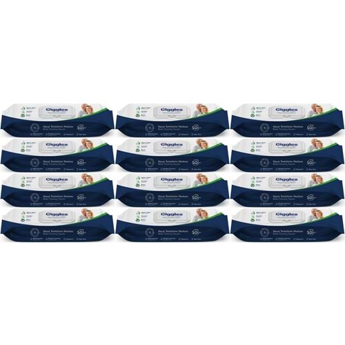 Giggles Yetişkin Vücut Temizleme Islak Mendil Havlu 600 Yaprak XL (Beyaz Sabun Kokulu) (12PK*50)