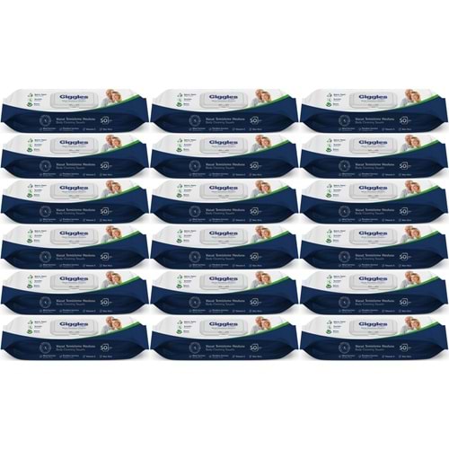 Giggles Yetişkin Vücut Temizleme Islak Mendil Havlu 900 Yaprak XL (Beyaz Sabun Kokulu) (18PK*50)