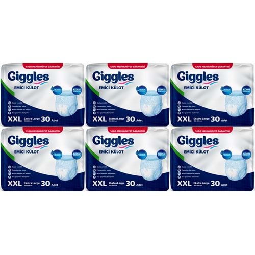 Giggles Yetişkin Bezi Emici Külot Ekstra Büyük (XXL) (Bel Ölçüsü 150 - 200 CM) 180 Adet