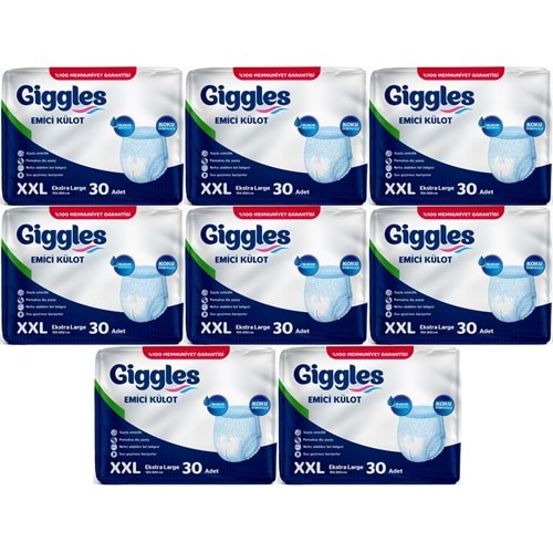 Giggles Yetişkin Bezi Emici Külot Ekstra Büyük (XXL) (Bel Ölçüsü 150 - 200 CM) 240 Adet