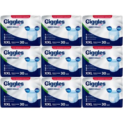 Giggles Yetişkin Bezi Emici Külot XXL - Extra Büyük (Bel Ölçüsü 150 - 200 CM) 270 Adet