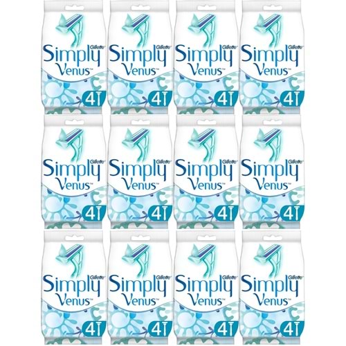 Gillette Simply Venus 2 Kullan At Kadın Tıraş Bıçağı 48 Li Set (12PK*4)
