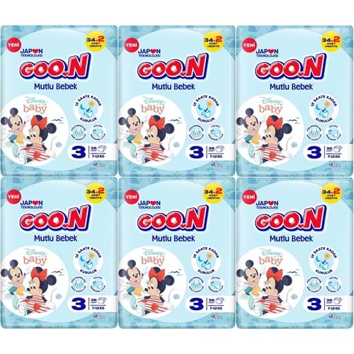 Goon Mutlu Bebek Bebek Bezi Beden:3 (7-12Kg) Midi 216 Adet Jumbo Ekstra Pk