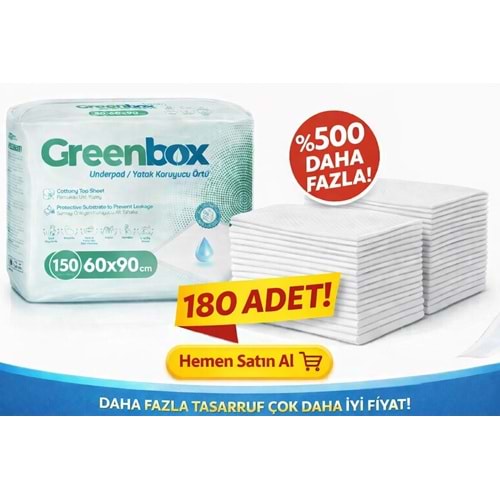 Greenbox Yetişkin Yatak Koruyucu Alt Açma Örtü 60x90 CM Adet 180 Adet