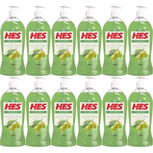 HES Sıvı Sabun 750ML Zeyin Yağlı (Pompalı) (12 Li Set)