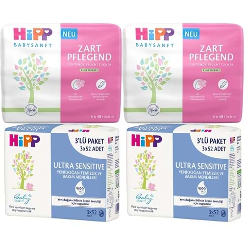 Hipp Baby Sanft Islak Havlu Mendil Karma Sensitive Yeni Doğan + Klasik 14 Lü Set 696 Yaprak