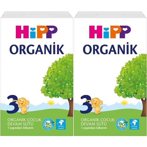 Hipp Organik Devam Sütü 600GR No:3 (1 Yaş ve Üzeri) (2 Li Set)
