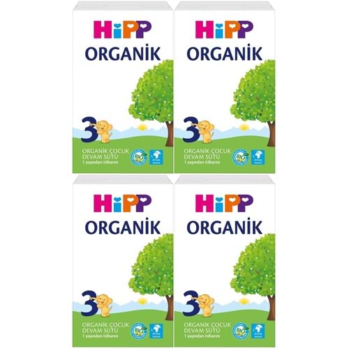 Hipp Organik Devam Sütü 600GR No:3 (1 Yaş ve Üzeri) (4 Lü Set)