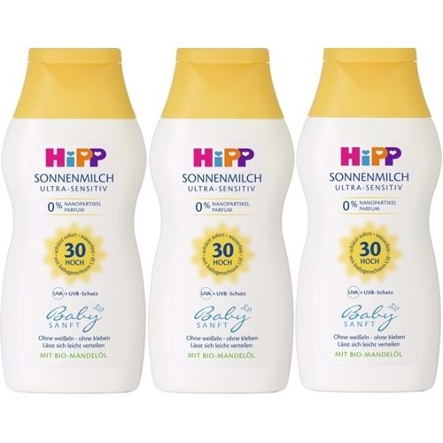 Hipp Babysanft Bebek Güneş Sütü 200Ml (30 Faktör) (3 Lü Set)