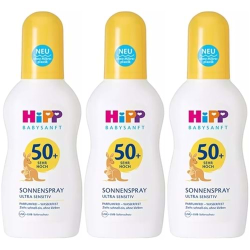 Hipp Babysanft Sprey Güneş Kremi Sonnenspray 50+ Faktör Ultra Sensıtıv 150ML Sprey (3 Lü Set)