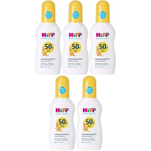 Hipp Babysanft Sprey Güneş Kremi Sonnenspray 50+ Faktör Ultra Sensıtıv 150ML Sprey (5 Li Set)