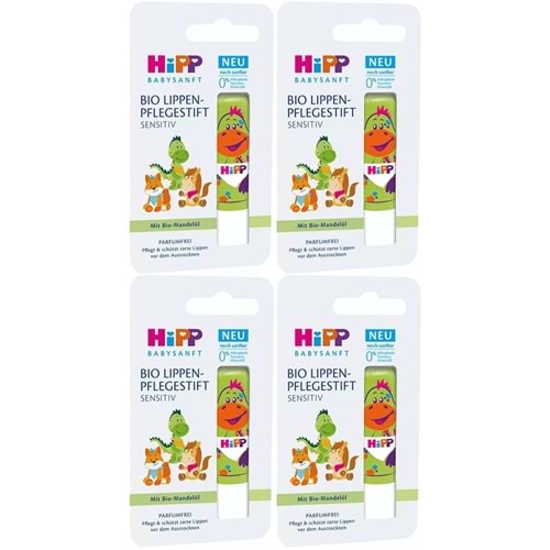 Hipp Babysanft Organik Dudak Nemlendiricisi Ultra Sensıtıv 4.8GR (Yeşil) (4 Lü Set)