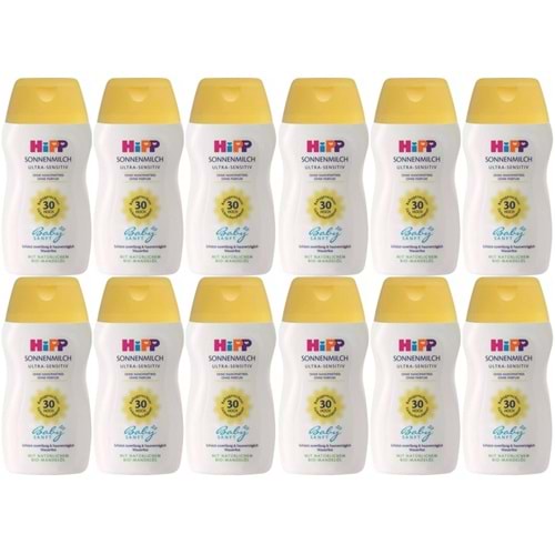 Hipp Babysanft Güneş Kremi -Yüz için Sonnen Gesıchtscreme 30 Faktör Ultra Sensıtıv 50ML (12 Li Set)