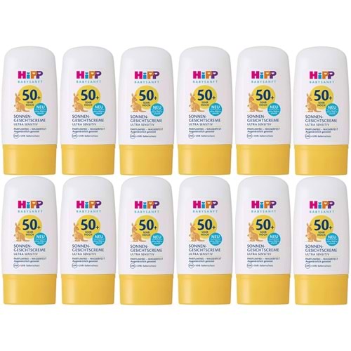 Hipp Babysanft Güneş Kremi -Yüz için Sonnen Gesıchtscreme 50+ Faktör Ultra Sensıtıv 30ML (12 Li Set)