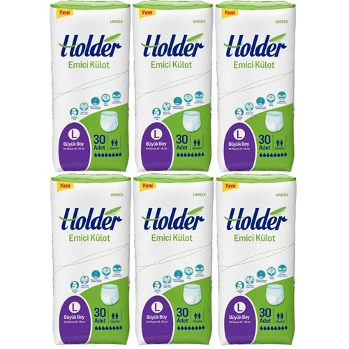 Holder Emici Külot Hasta Bezi Large Büyük 180 Adet (6PK*30)
