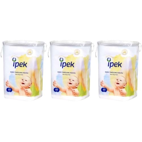 İpek Bebek Temizleme Pamuğu 180 Adet (3Pk*60)