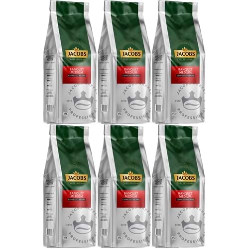Jacobs Banquet Medium Çekirdek Kahve 1KG (Espresso Beans) (6 Lı Set)