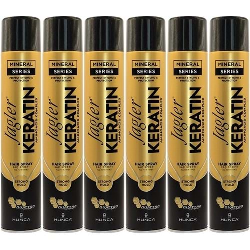 Jagler Saç Spreyi 400ML Keratinli Keratin Strong Hold - Minarelli - Ekstra Sert (6 Lı Set)
